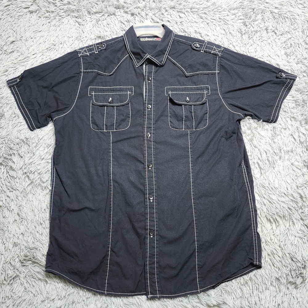 Vintage RED SNAP Western Shirt Mens XL Cowboy Button Contrast Stitching Casual‎